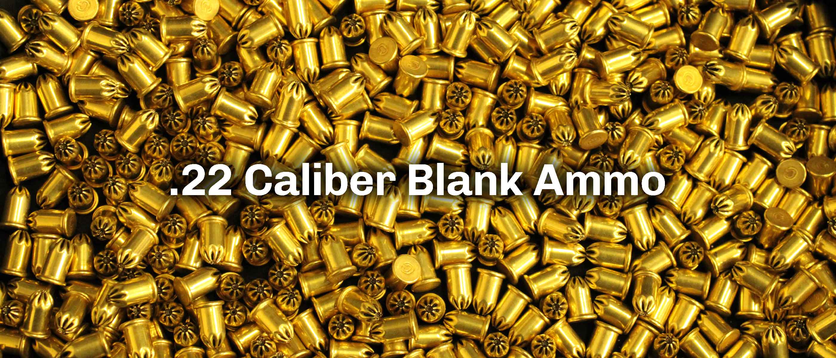 Pile of .22 short blank ammunition with the title “.22 Caliber Blank Ammo”.