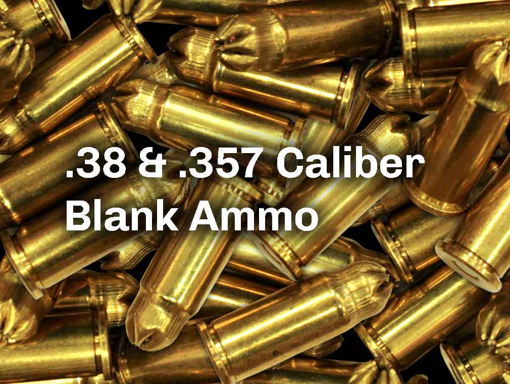 Pile of .357 blank ammunition with the title “.38 &.357 Caliber Blank Ammo”.