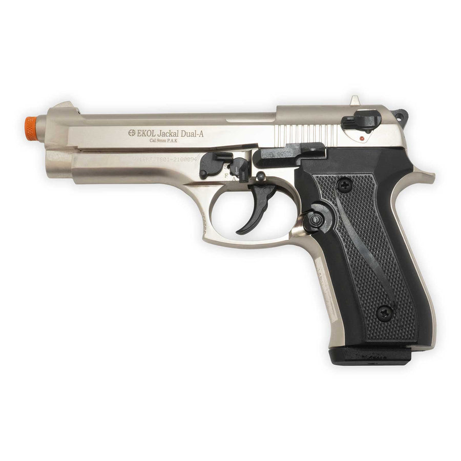 Blank-Firing Jackal Dual Pistol - Full Auto Front-Firing 9mm PAK - Satin Finish