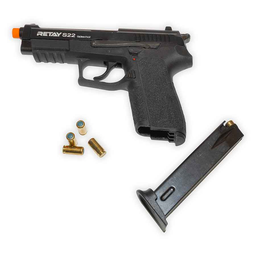 Blank-Firing Pistol - Retay S22 Front-Firing - 9mm PAK - Black Finish