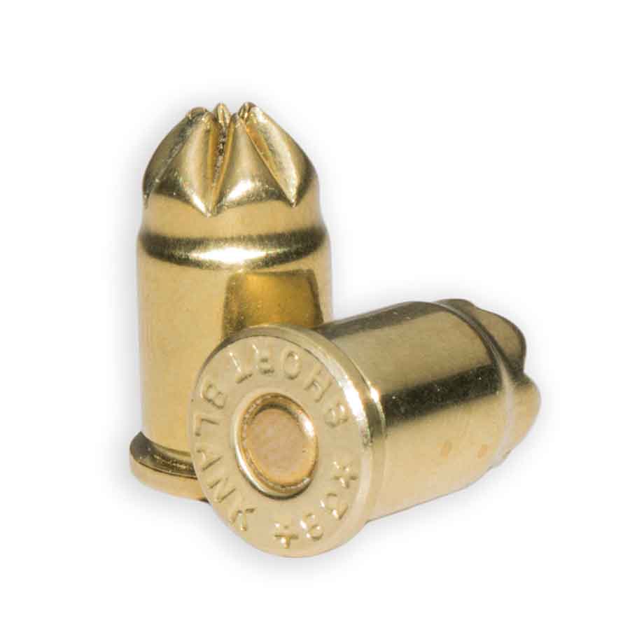 close up picture showing primer of .380 caliber blank ammunition.