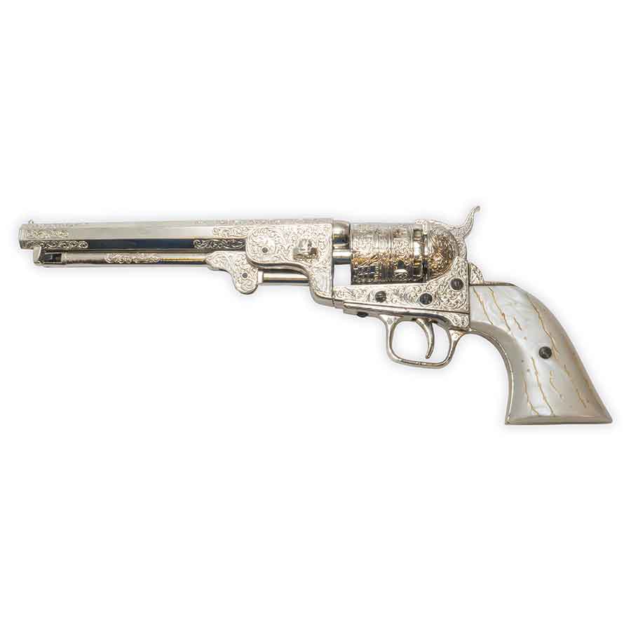 M1851 Navy Replica Revolver – Engraved Nickel – Non-Firing – Denix