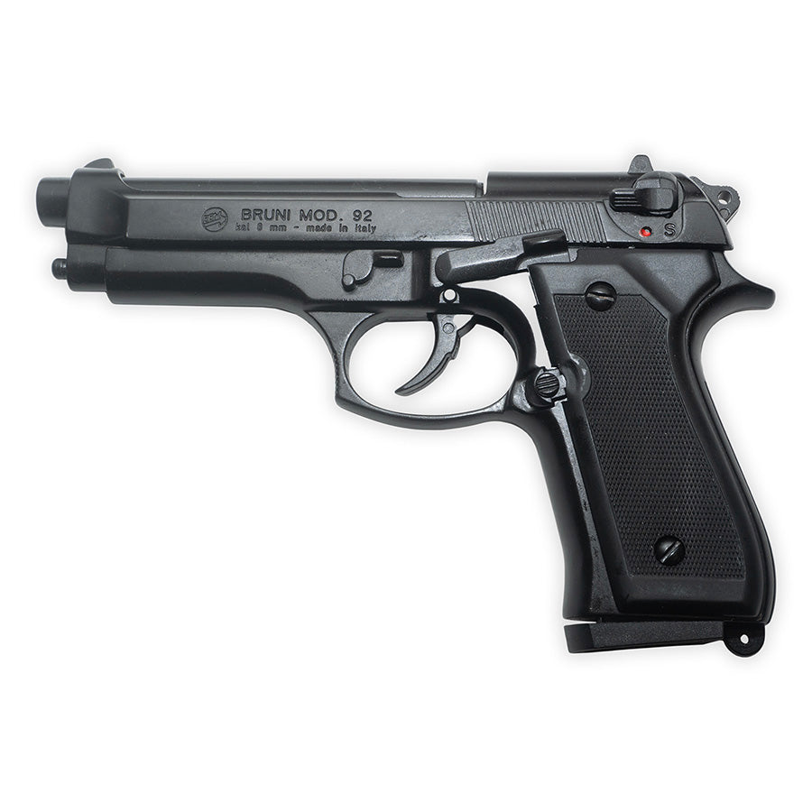 Blank-Firing Bruni Mod 92 Pistol - Semi-Auto Top-Firing 8mm PAK - Blued Finish