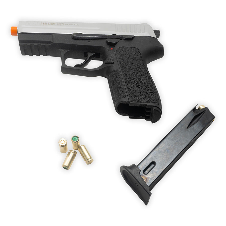 Blank-Firing Pistol -  Retay S20 Front-Firing - Nickel Finish 9mm PAK