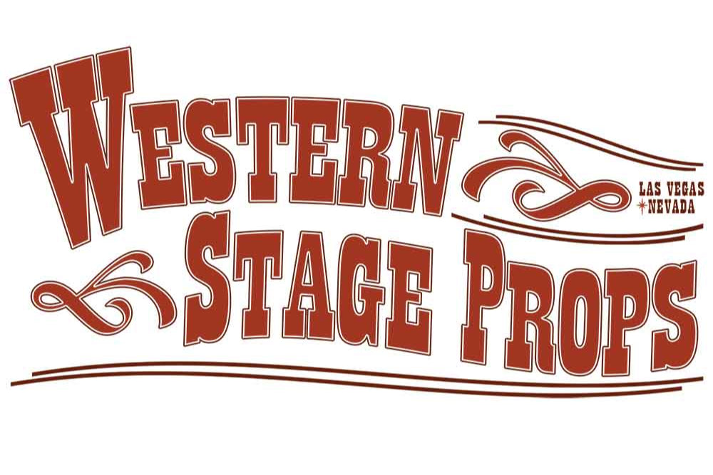 Logo for Western Stage Props with decorative elements on a white background