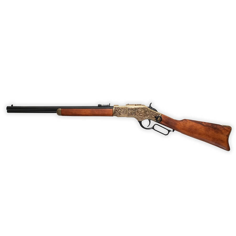 Non-Firing - M1873 Engraved Brass Trim Replica Lever Action Rifle