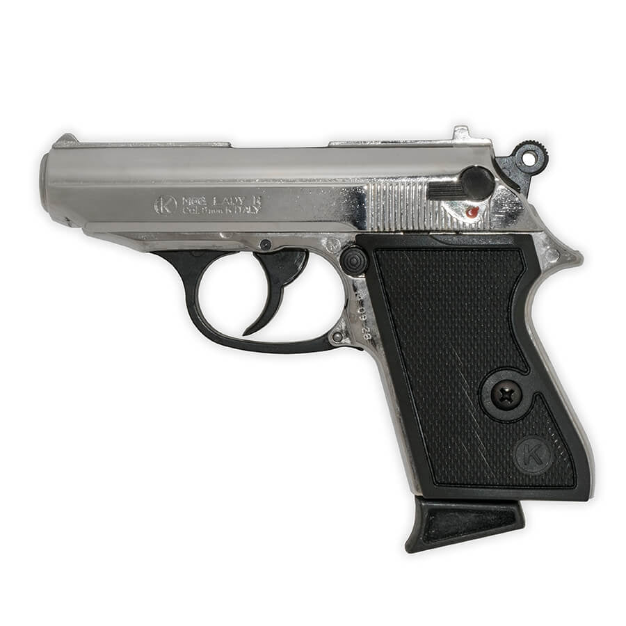 Blank-Firing Lady K Pistol  - 8mm PAK - Nickel Finish