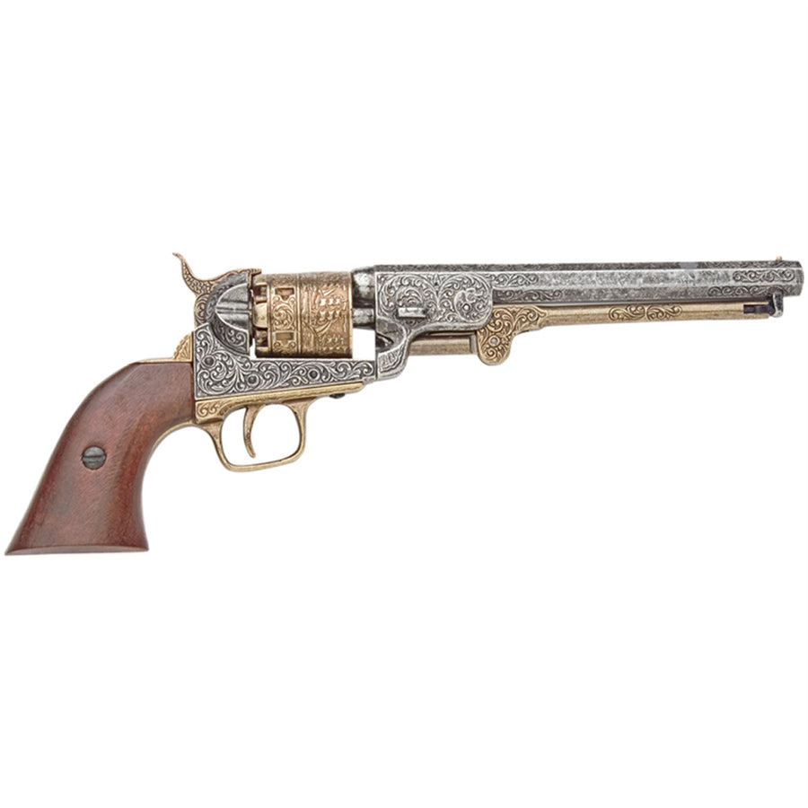 Non-Firing - M1851 Civil War Navy Replica - Engraved Gold & Nickel