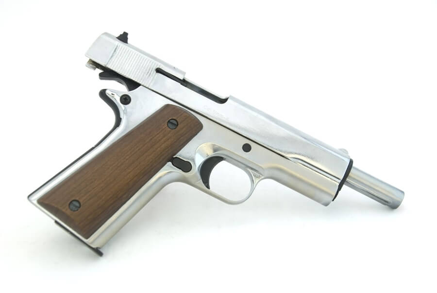 Blank-Firing Bruni 1911 Pistol - Semi-Auto Top-Firing 8mm PAK - Nickel Finish