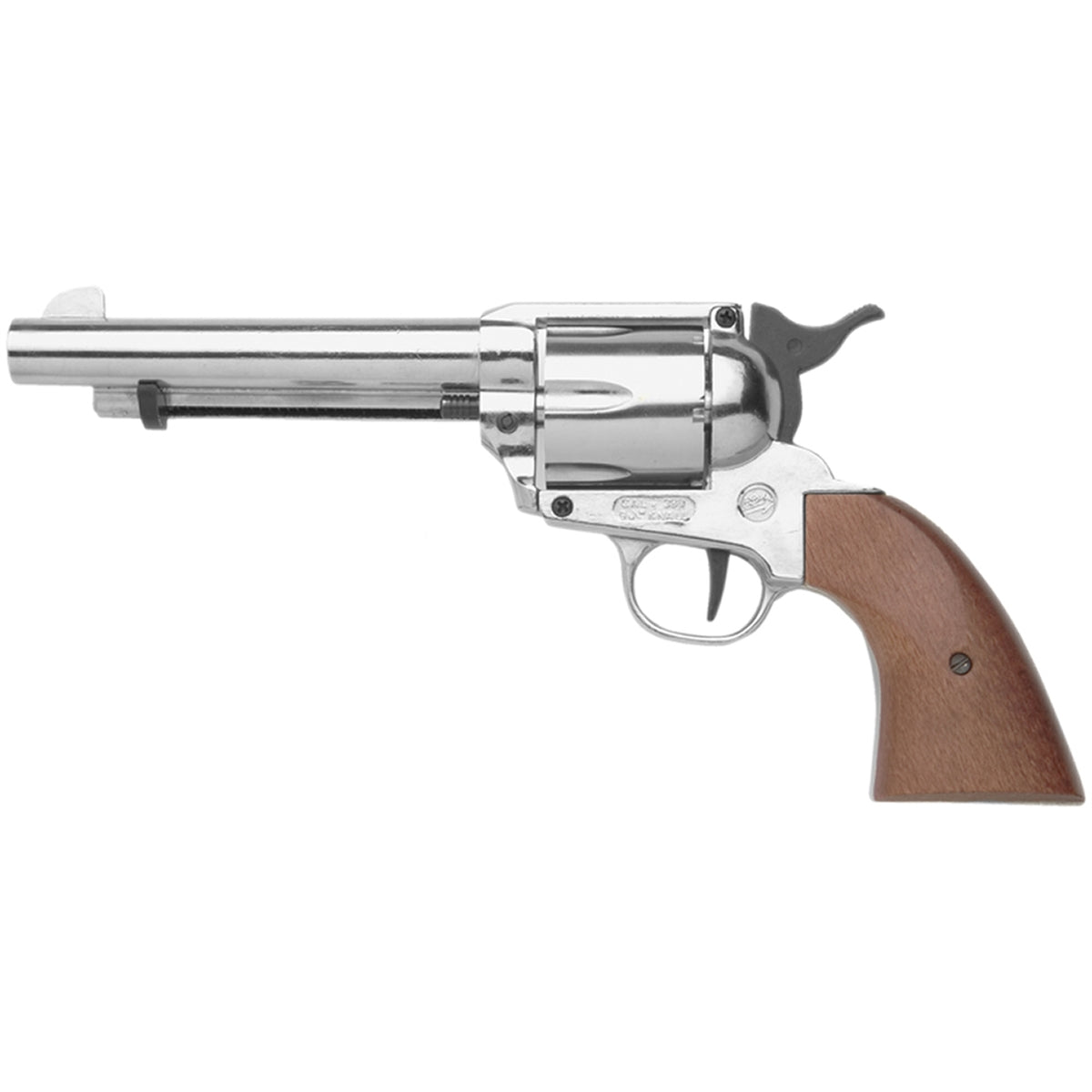 Blank-Firing Single Action Revolver - Bruni Side-Firing .380 Cal  - Nickel Finish
