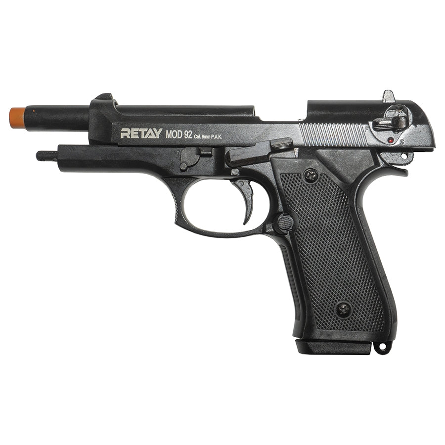 Blank-Firing Retay Mod 92 Pistol - Semi-Auto Front Firing 9mm PAK - Black Finish