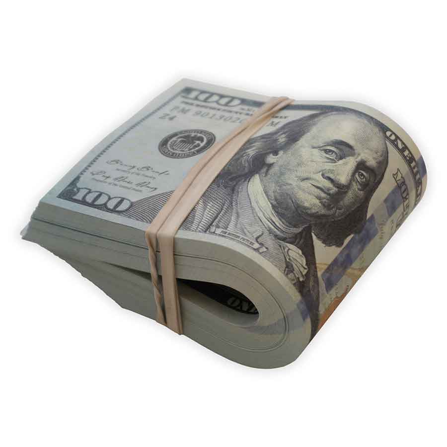 Prop Movie Money - Filler Print Fold of $100s