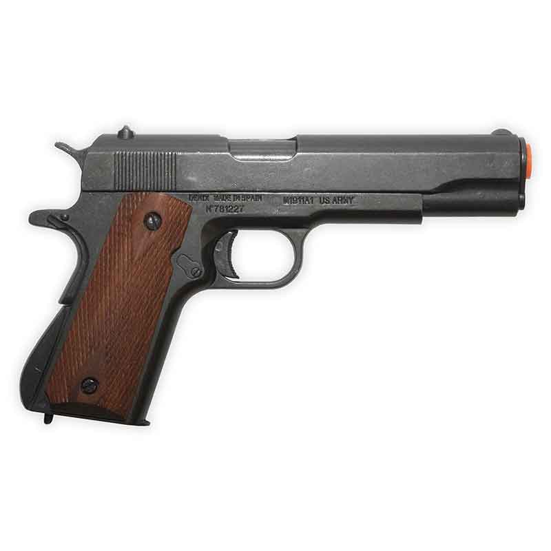 Non-Firing M1911 Replica - Blued Finish - Scored Wooden Grips