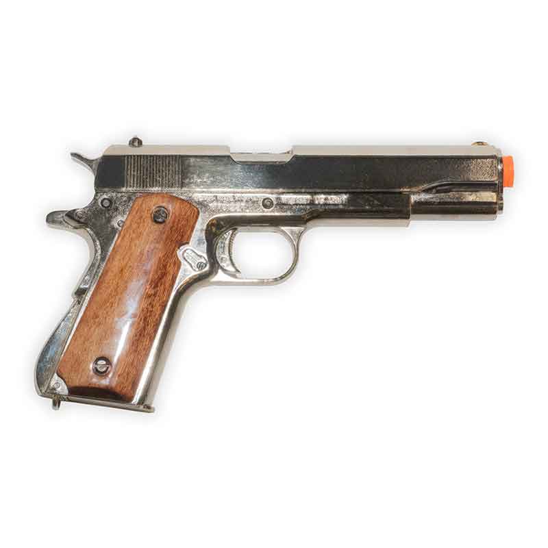 Non-Firing - 1911 Replica - Nickel Finish with Wood Grips