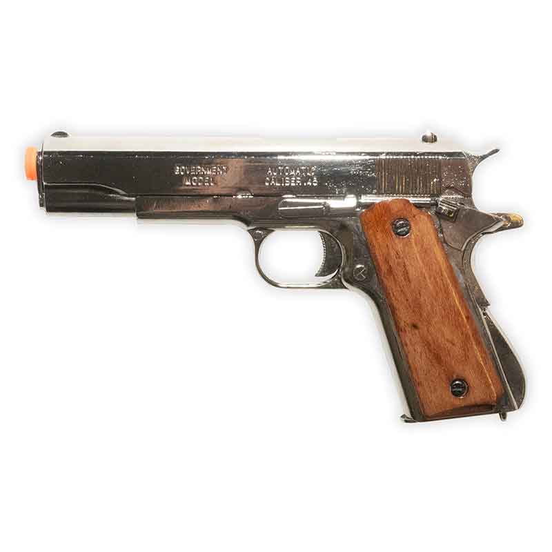 Non-Firing - 1911 Replica - Nickel Finish with Wood Grips