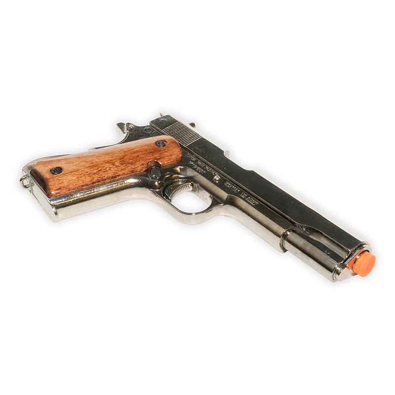 Non-Firing - 1911 Replica - Nickel Finish with Wood Grips