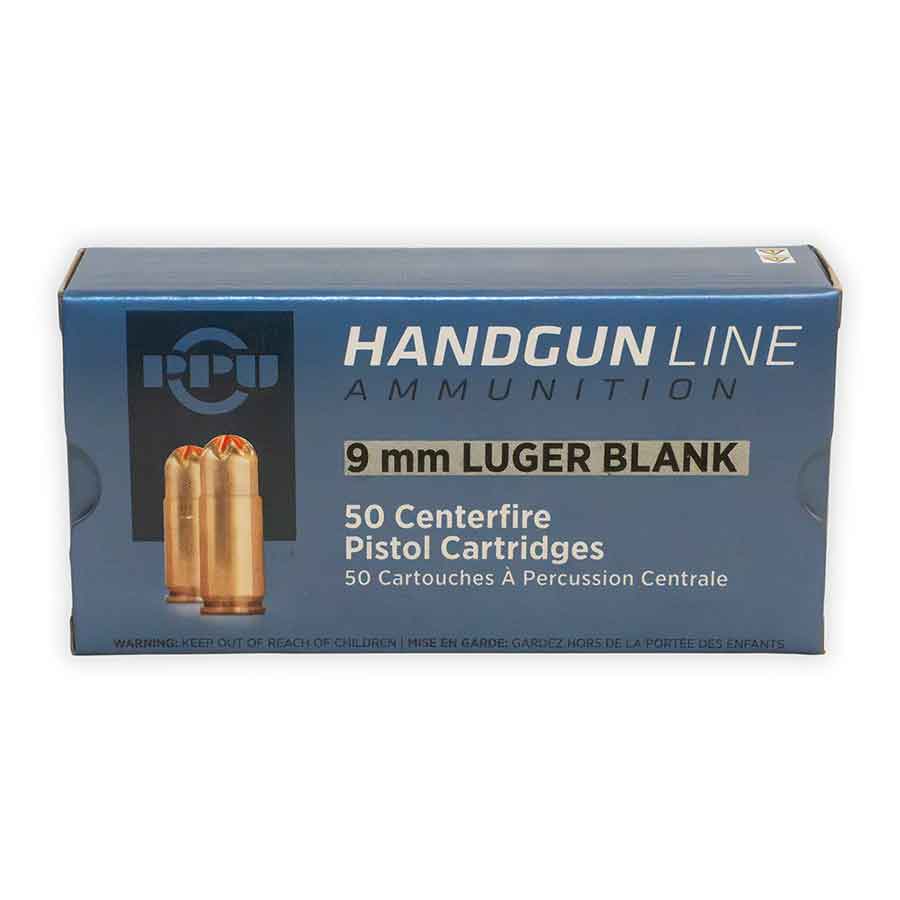 9mm Luger (9mm Auto, 9x19mm Parabellum) Prvi Partizan Brass Blank Ammunition (50 Rounds)