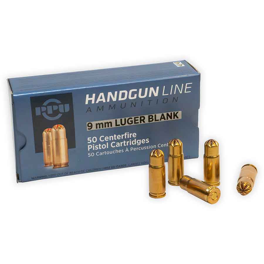 9mm Luger (9mm Auto, 9x19mm Parabellum) Prvi Partizan Brass Blank Ammunition (50 Rounds)