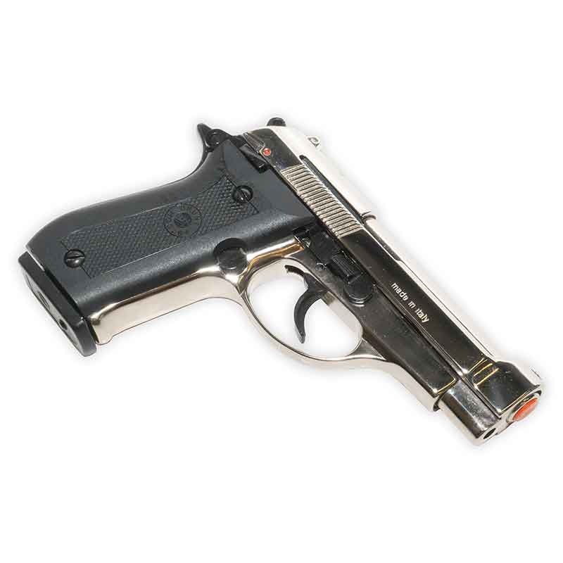 Blank-Firing Bruni Model 84 Pistol - Semi-Auto 9mm PAK - Nickel Finish