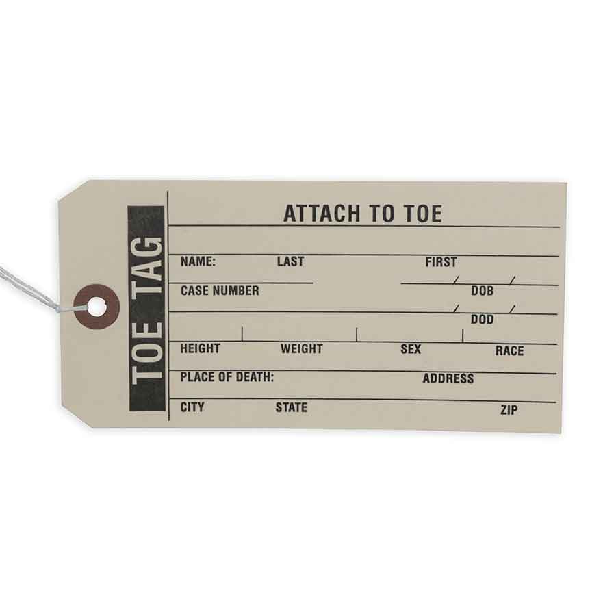 Shop Toe Tag - Crime Scene Props - WesternStageProps.com · Western