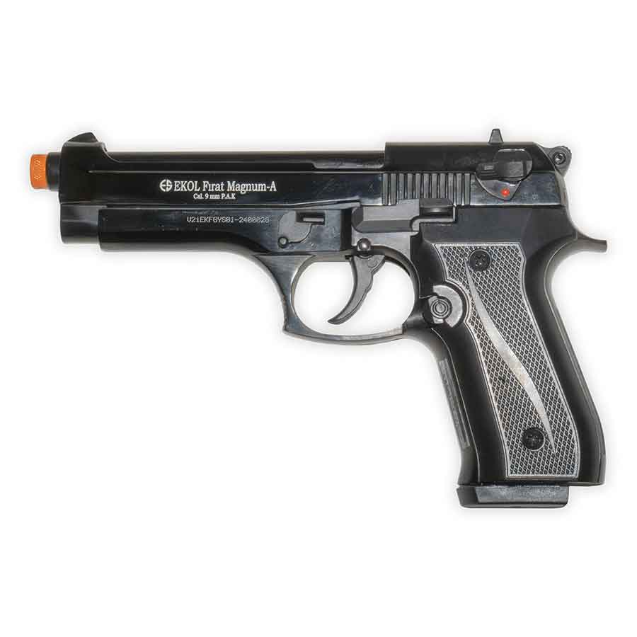 Blank-Firing Firat Magnum 92 Pistol - Semi-Auto Front-Firing  9mm PAK - Black Finish