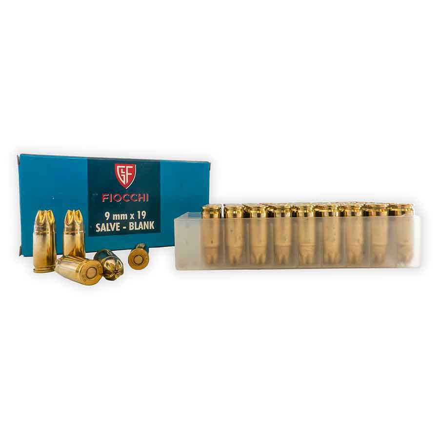 9mm Auto Blank Ammo – Fiocchi Brass Blank Ammunition - For Real Guns (50 Rounds)