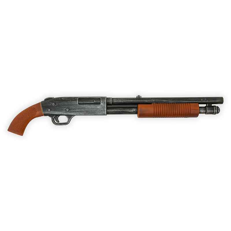 prop Shotgun with wooden stock on a white background