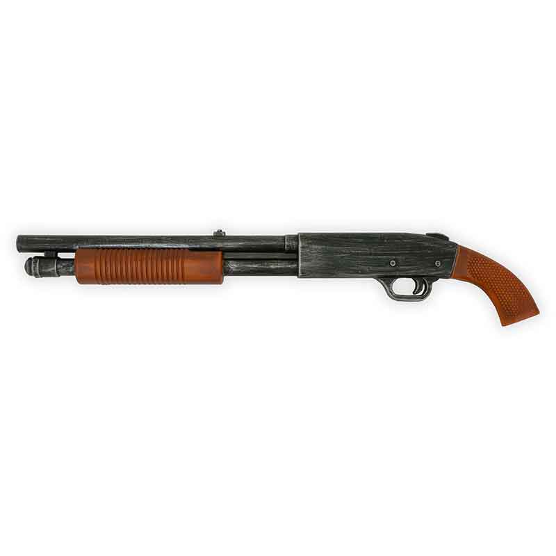 Foam Shotgun with wooden stock on a white background