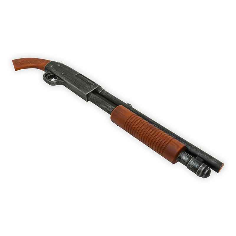 Foam Shotgun with wooden stock on a white background