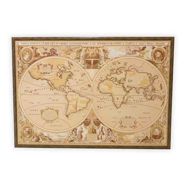 Large Framed World Map Rental Prop