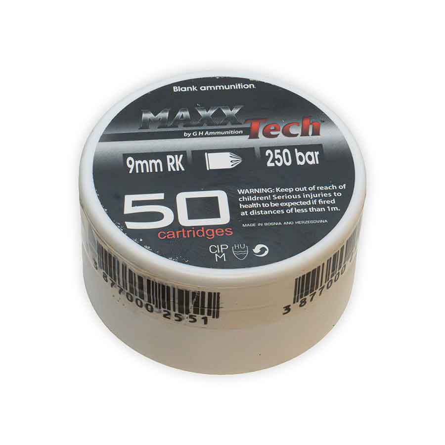 .380 (9mm RK) Brass Blank Ammunition Factory Load (50 Rounds)