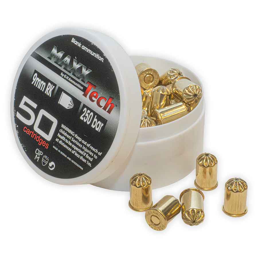 .380 (9mm RK) Brass Blank Ammunition Factory Load (50 Rounds)