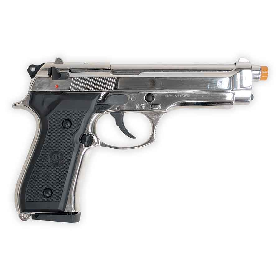 Blank-Firing Bruni Model 92 Pistol - Semi-Auto Front-Firing 9mm PAK - Nickel Finish