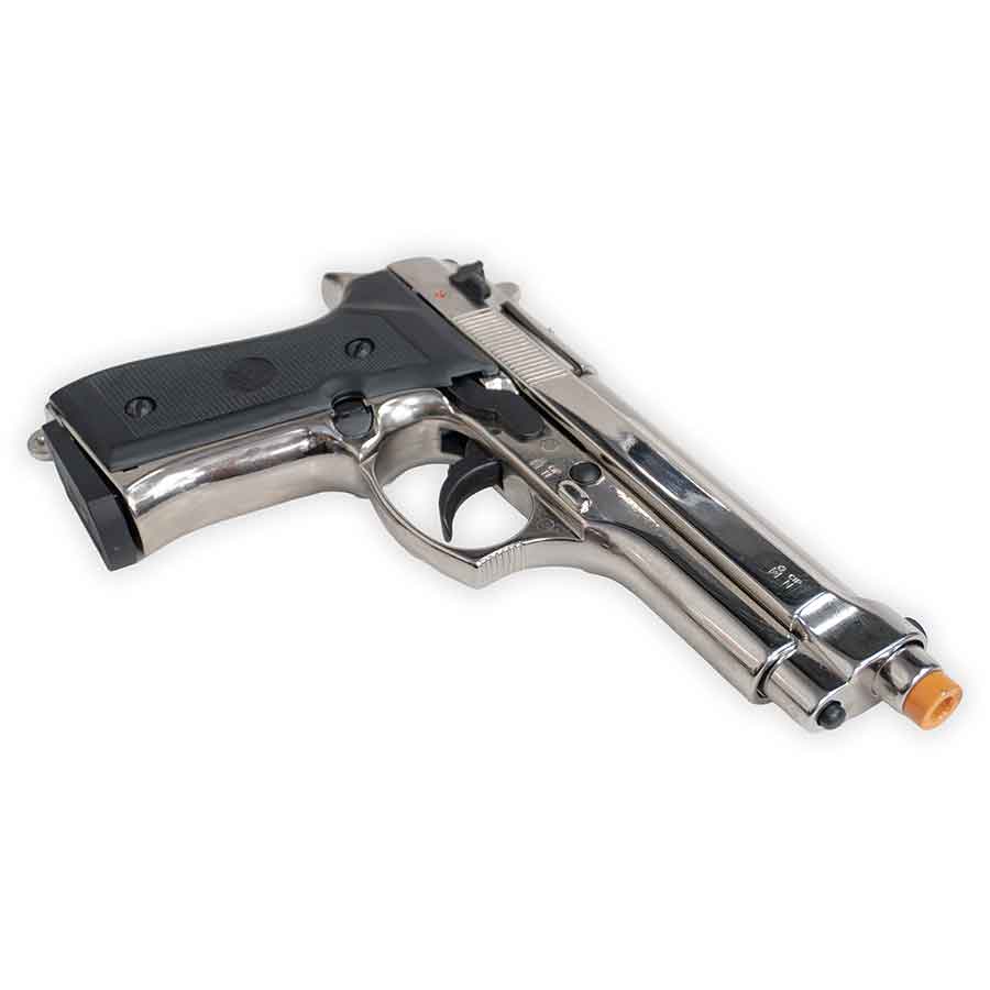 Blank-Firing Bruni Model 92 Pistol - Semi-Auto Front-Firing 9mm PAK - Nickel Finish