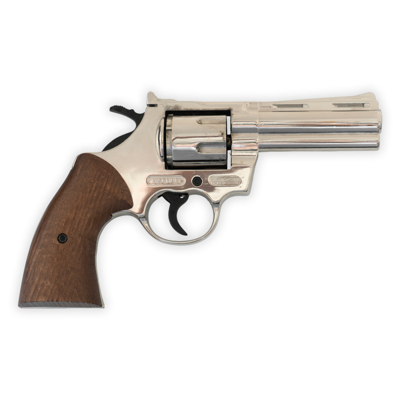 Bruni .357 Magnum Replica Blank-Firing Revolver – Side-Firing Nickel (.380 cal)