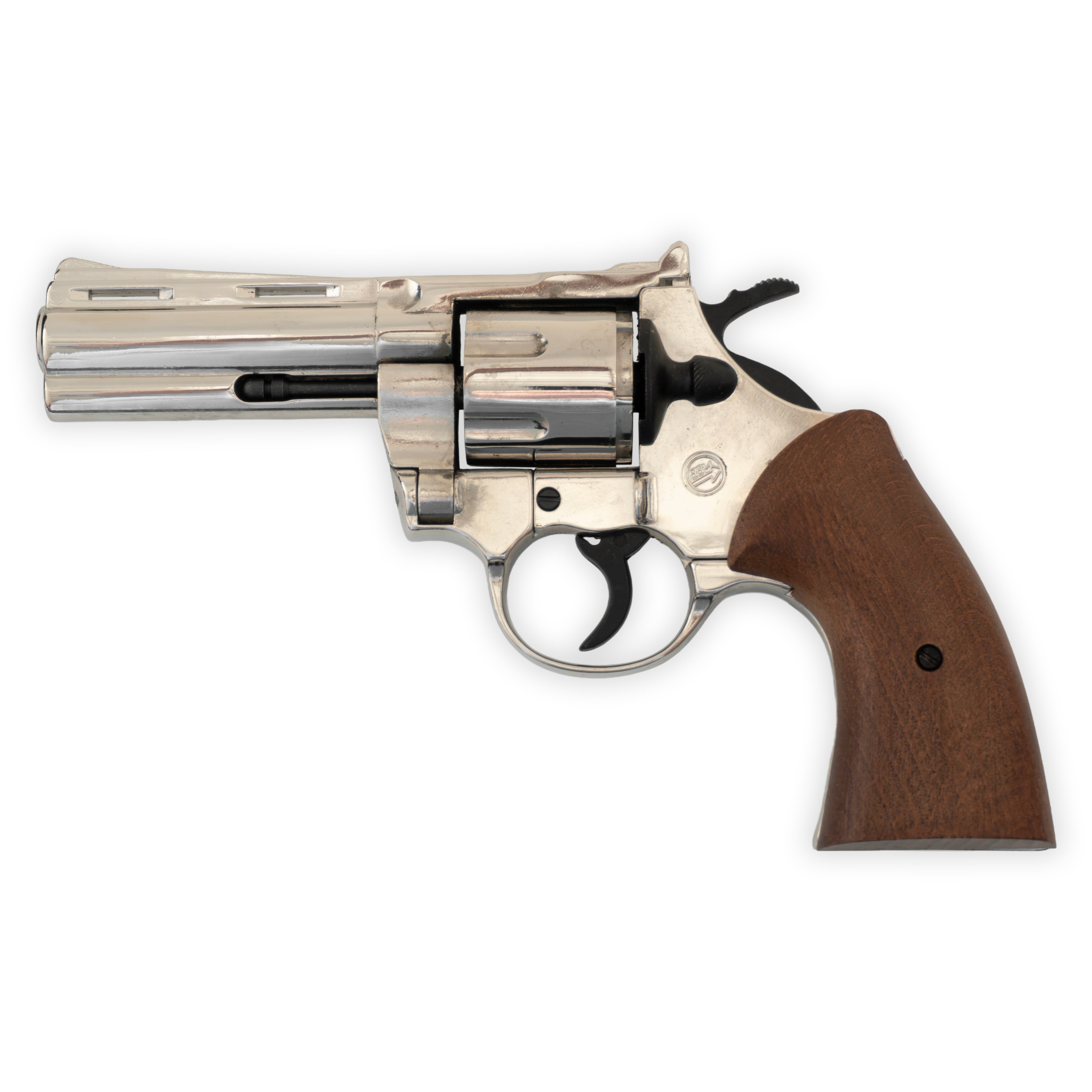 Bruni .357 Magnum Replica Blank-Firing Revolver – Side-Firing Nickel (.380 cal)