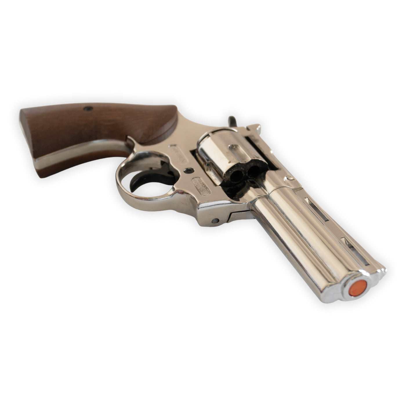Bruni .357 Magnum Replica Blank-Firing Revolver – Side-Firing Nickel (.380 cal)