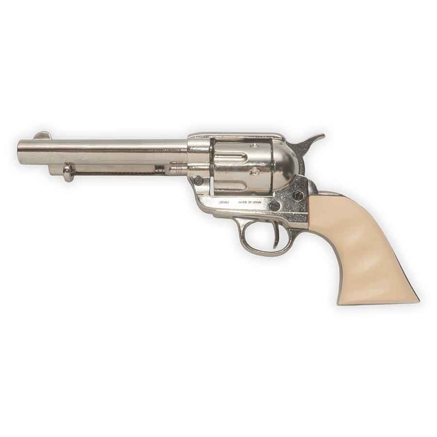 Non-Firing - Western Peace Maker Replica - Faux Ivory Grip - Nickel Finish