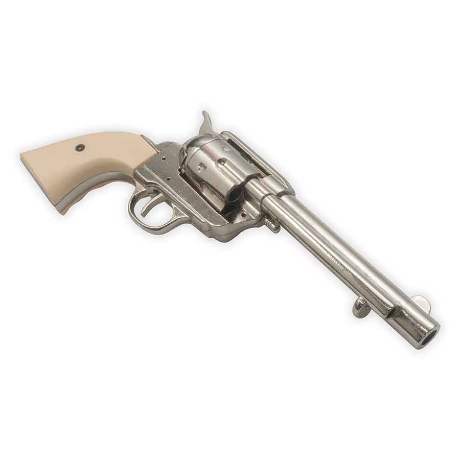 Non-Firing - Western Peace Maker Replica - Faux Ivory Grip - Nickel Finish