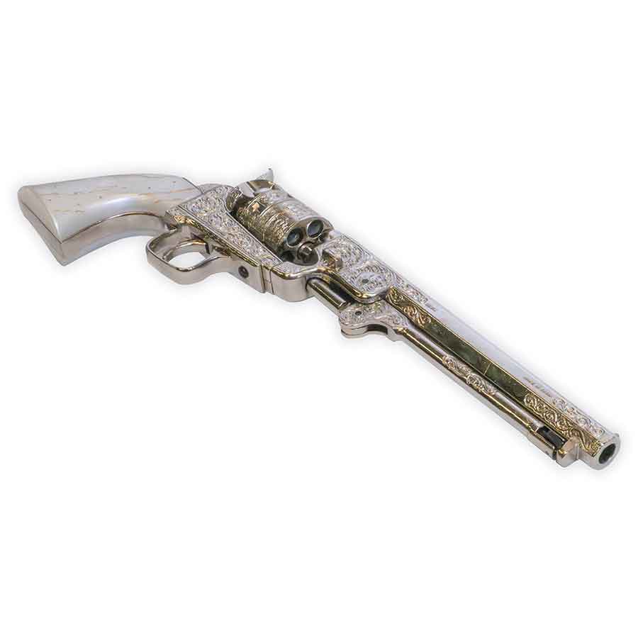 M1851 Navy Replica Revolver – Engraved Nickel – Non-Firing – Denix