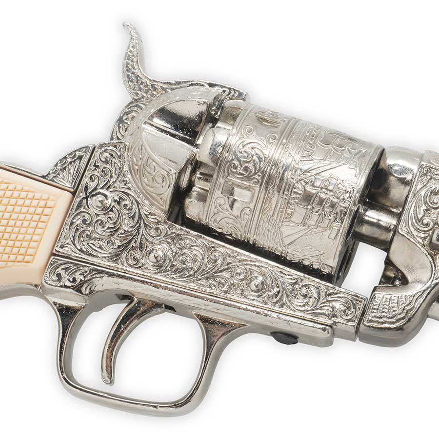 M1851 Navy Replica Revolver – Engraved Nickel – Non-Firing – Denix