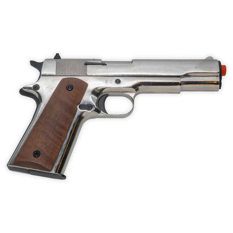 Blank-Firing Kimar 1911 Pistol - Semi-Auto Front-Firing 9mm PAK - Chrome Finish