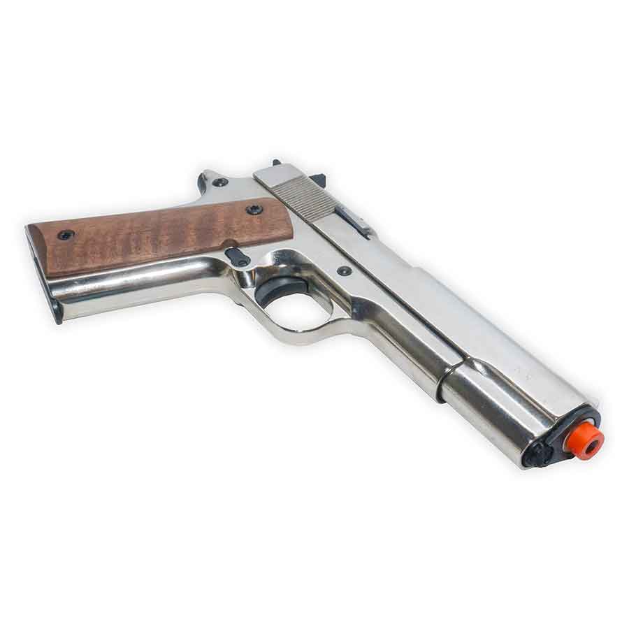 Blank-Firing Kimar 1911 Pistol - Semi-Auto Front-Firing 9mm PAK - Chrome Finish