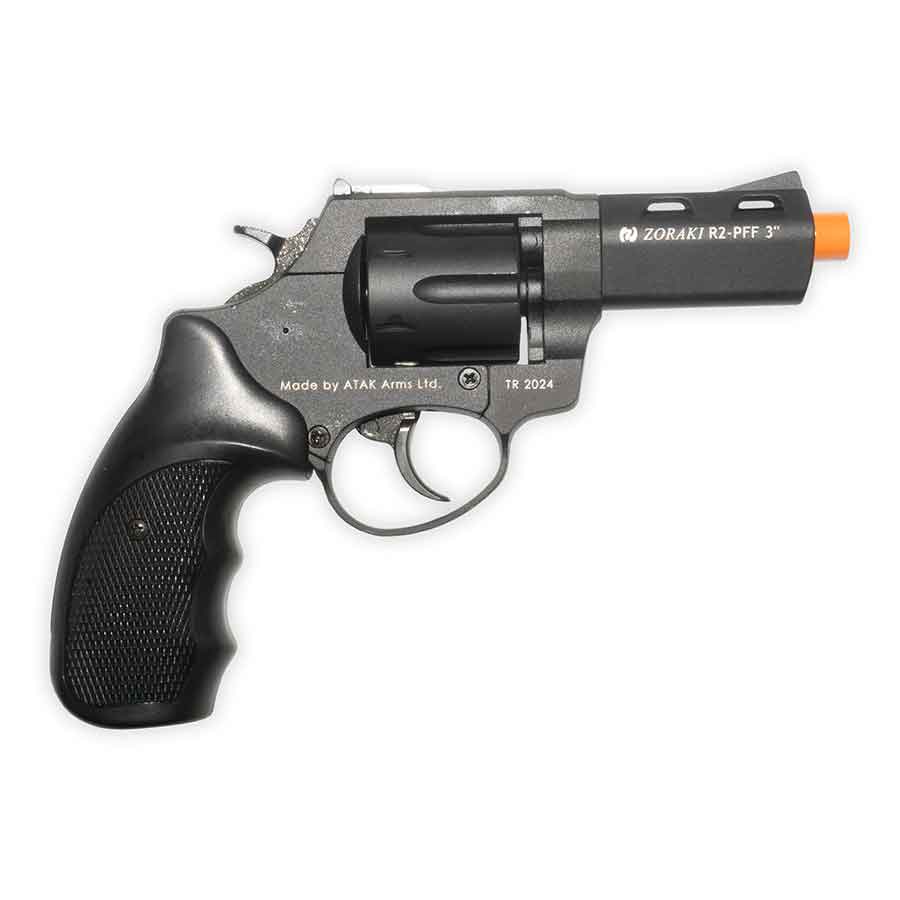 Blank-Firing ZORAKI R2 Revolver - 3" Barrel Front Firing 9mm PAK / .380 - Black Finish