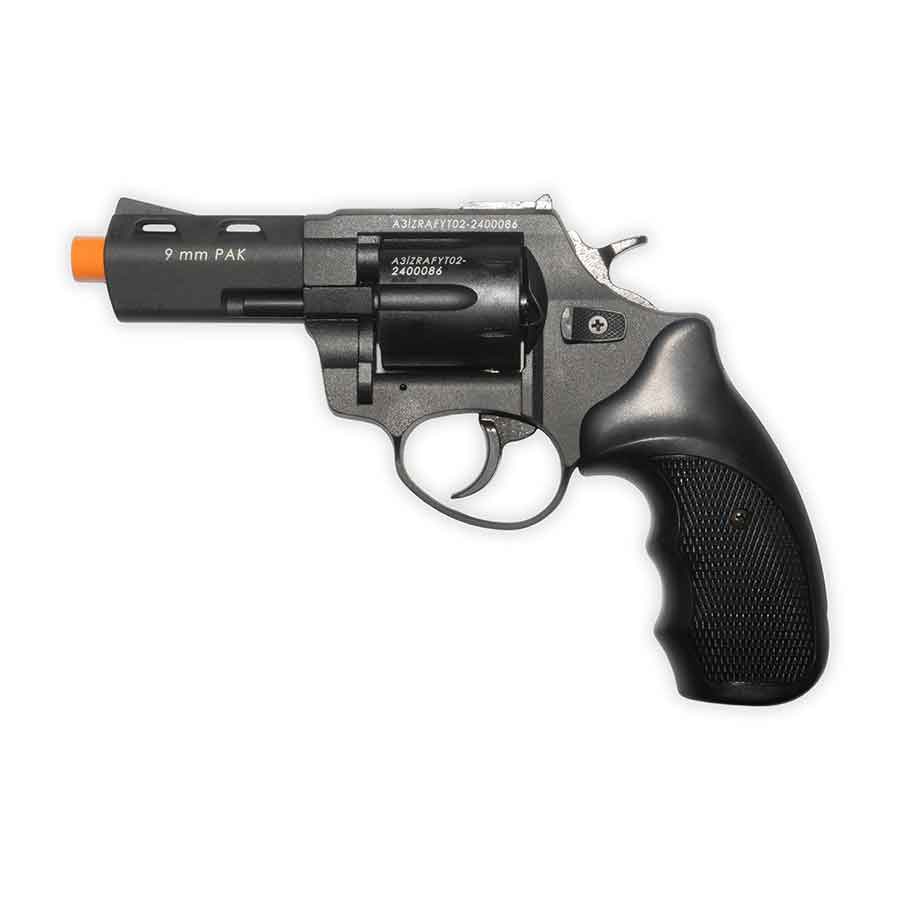 Blank-Firing ZORAKI R2 Revolver - 3" Barrel Front Firing 9mm PAK / .380 - Black Finish