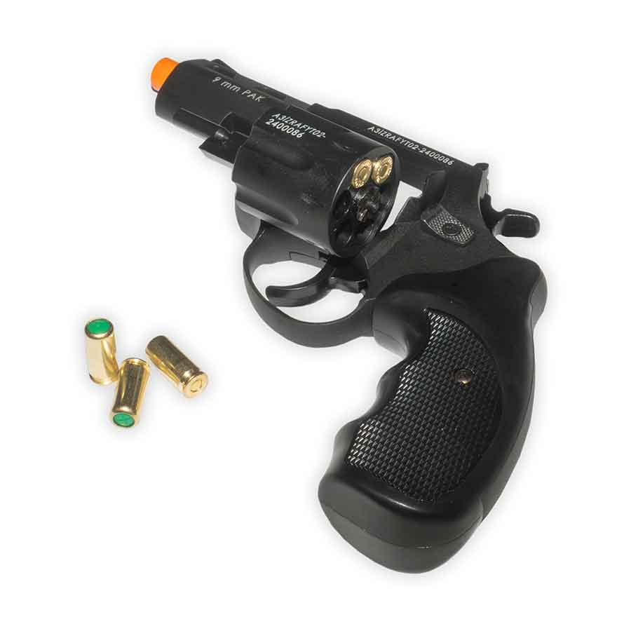 Blank-Firing ZORAKI R2 Revolver - 3" Barrel Front Firing 9mm PAK / .380 - Black Finish