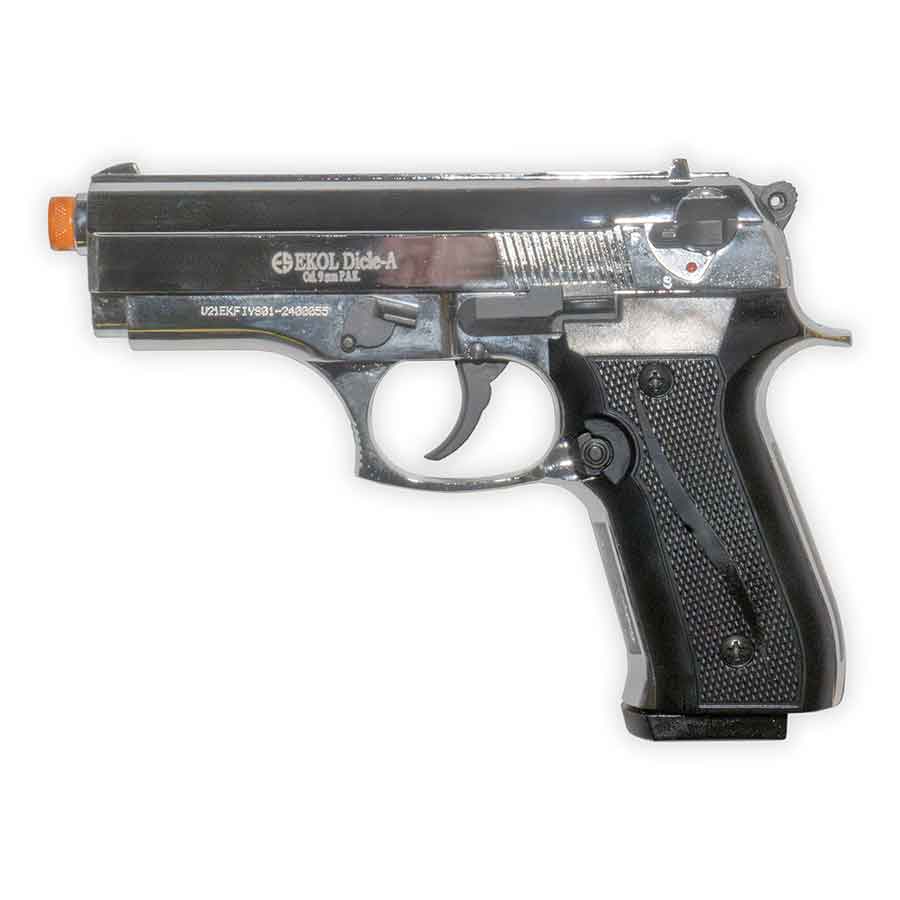 Blank-Firing Ekol Dicle 8000 Pistol - Semi-Auto 9mm PAK - Nickel Finish