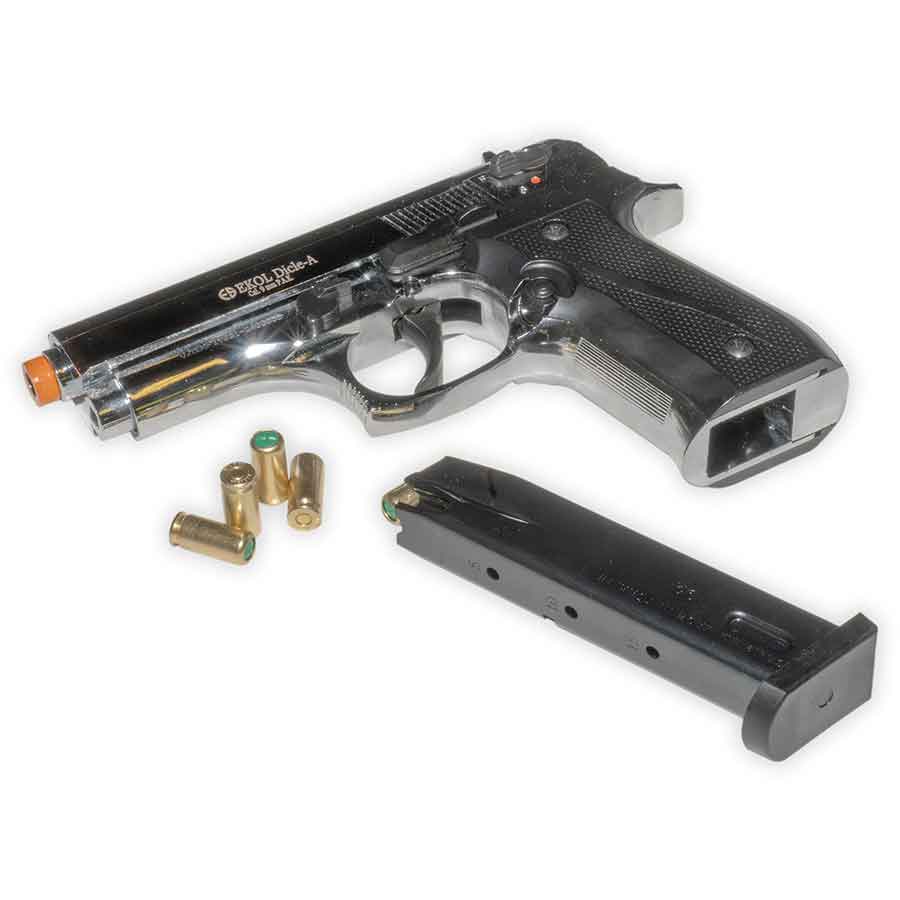 Blank-Firing Ekol Dicle 8000 Pistol - Semi-Auto 9mm PAK - Nickel Finish