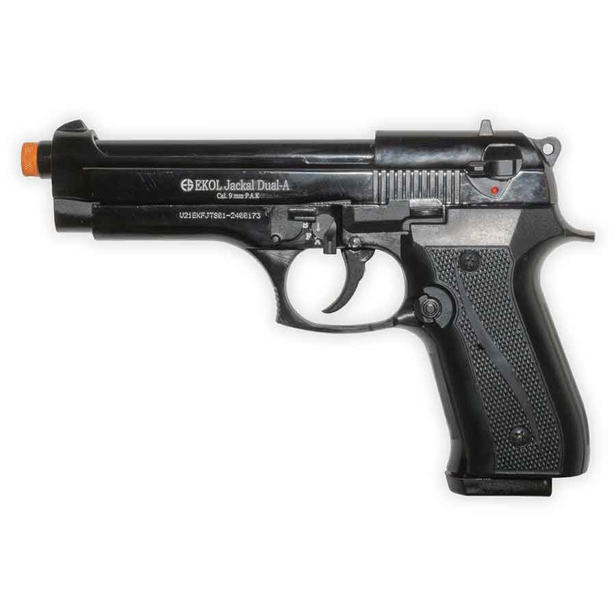 Blank-Firing Jackal Dual Pistol - Full Auto Front-Firing 9mm PAK - Blued Finish