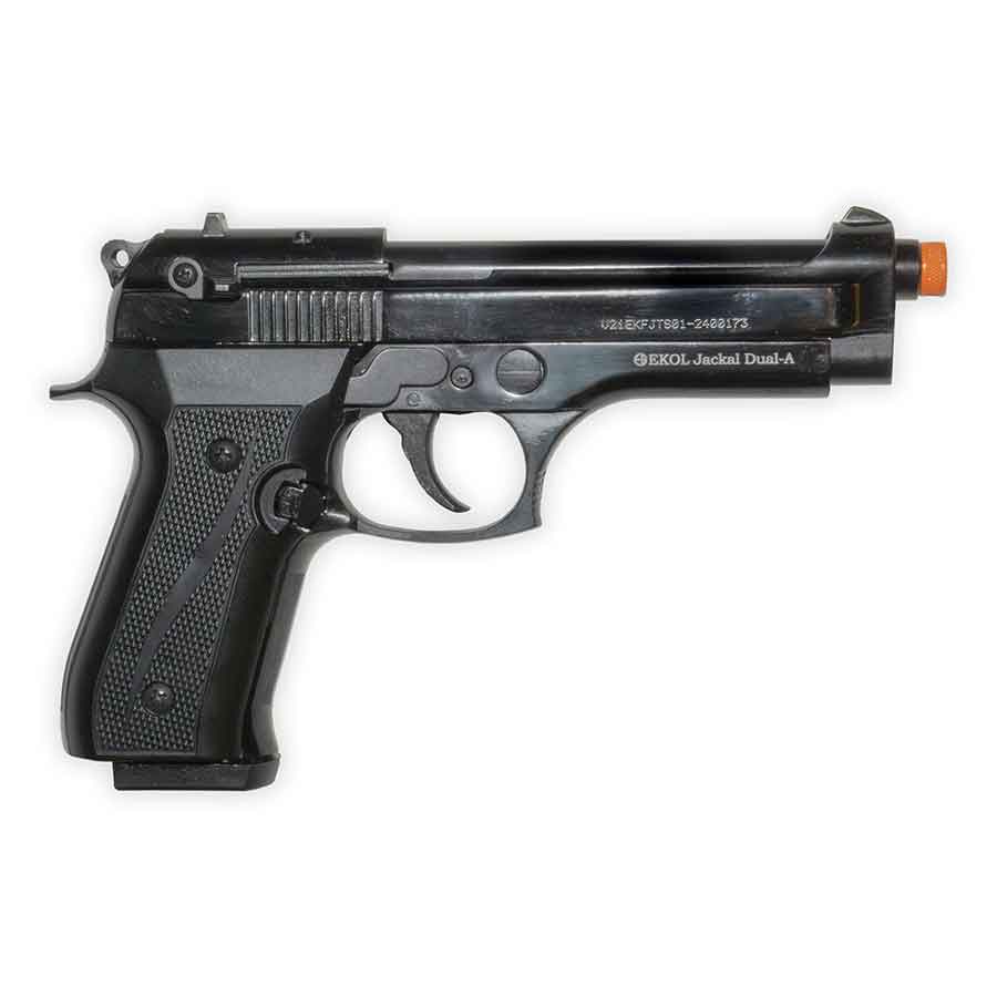 Blank-Firing Jackal Dual Pistol - Full Auto Front-Firing 9mm PAK - Blued Finish